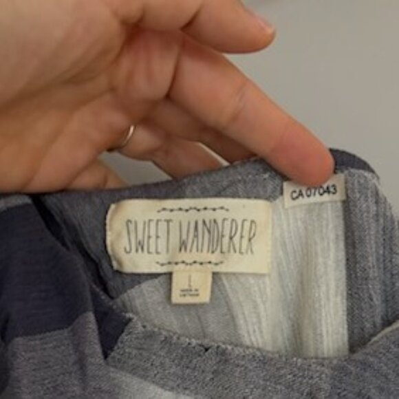 Sweet Wanderer blue plaid one shoulder 100% cotton light weight Large - Picture 2 of 7